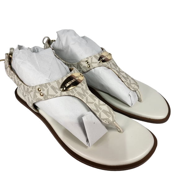 Michael Kors MK Plate Flat Thong Sandals Vanilla - Picture 5 of 7